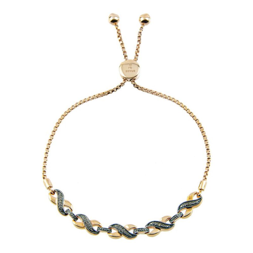 Rose Gold Plated 14k Bolo Chocolate Rhinestone Infinity Slide Bracelet
